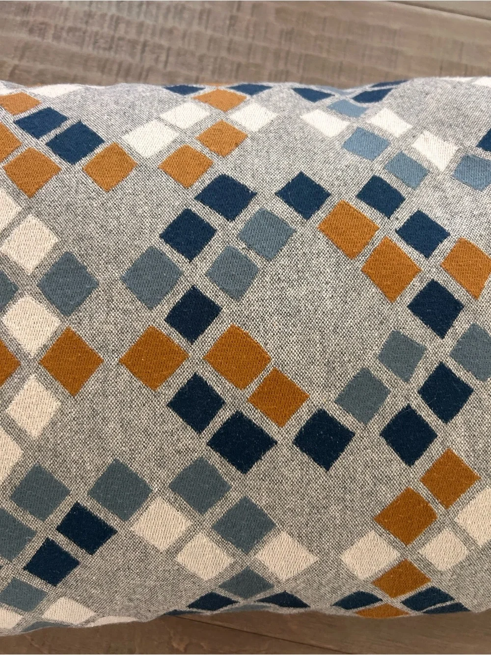 Crate&Barrel Geometric Pattern Accent Pillow in Gray, Navy & gold